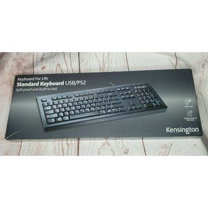 Kensington Black Spill Proof Built To Last Standard Keyboard For Life USB/PS2